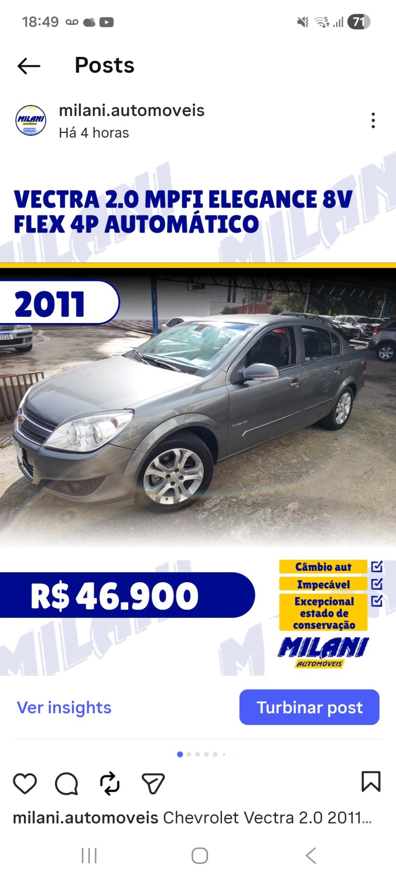 VECTRA 2.0 MPFI ELEGANCE 8V FLEX 4P AUTOMÁTICO - 2011 - BENTO GONçALVES