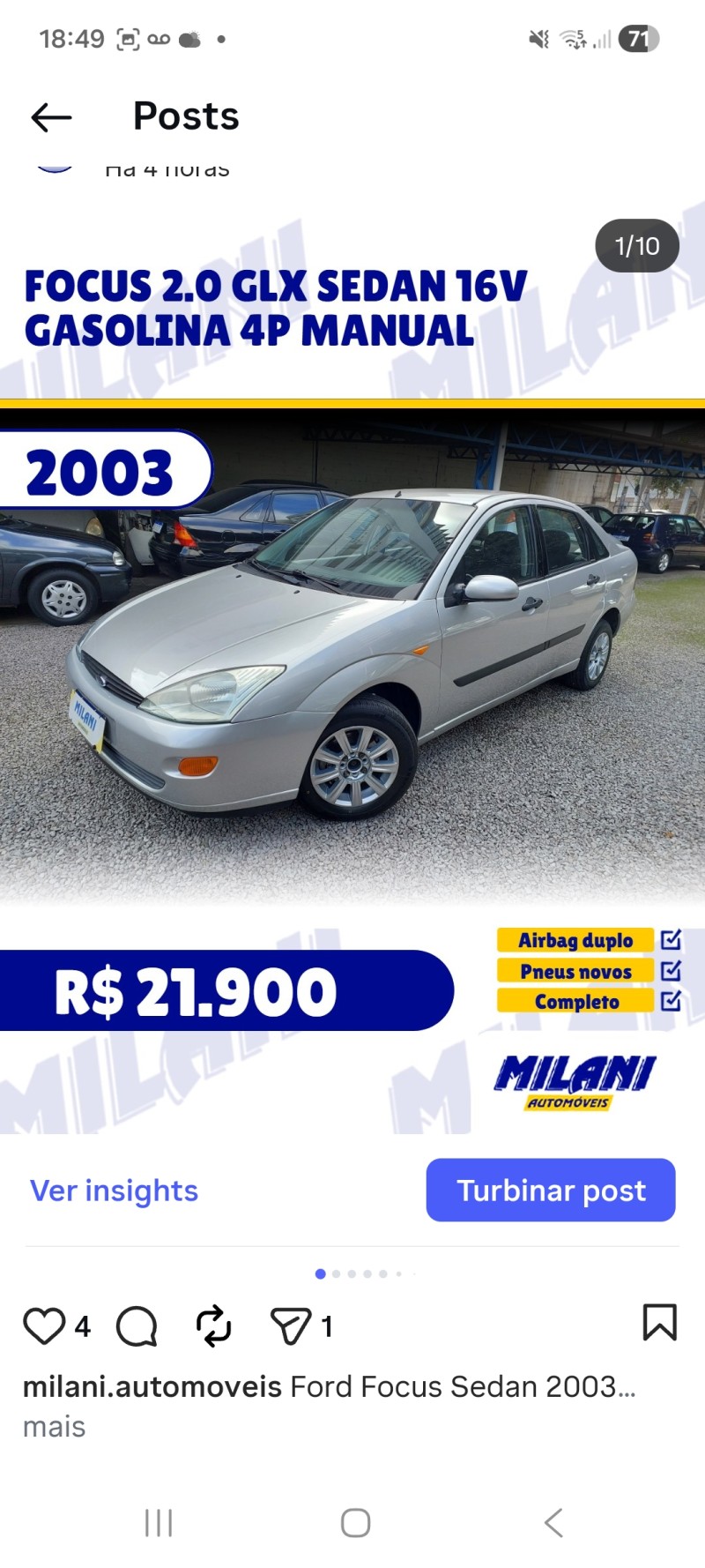 FOCUS 2.0 GLX SEDAN 16V GASOLINA 4P MANUAL - 2003 - BENTO GONçALVES