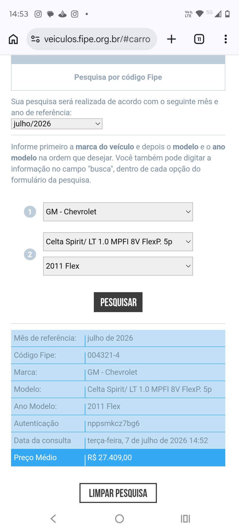 CELTA 1.0 MPFI VHC SPIRIT 8V FLEX 4P MANUAL - 2011 - CAXIAS DO SUL