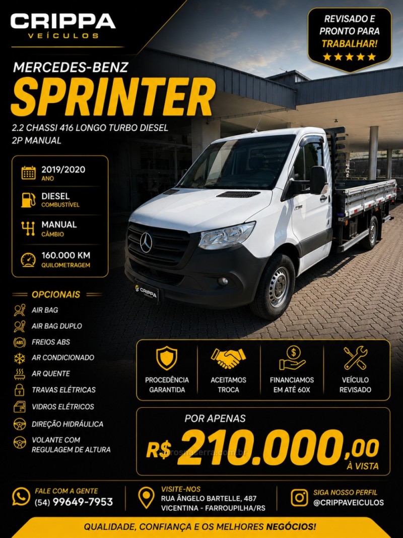 sprinter 2.2 chassi 416 longo turbo diesel 3p manual 2020 farroupilha