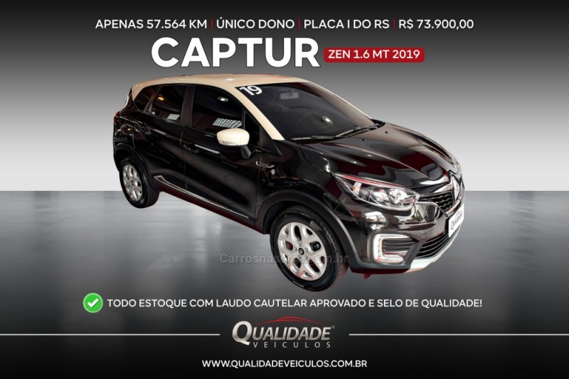 captur 1.6 16v sce flex zen manual 2019 santa cruz do sul