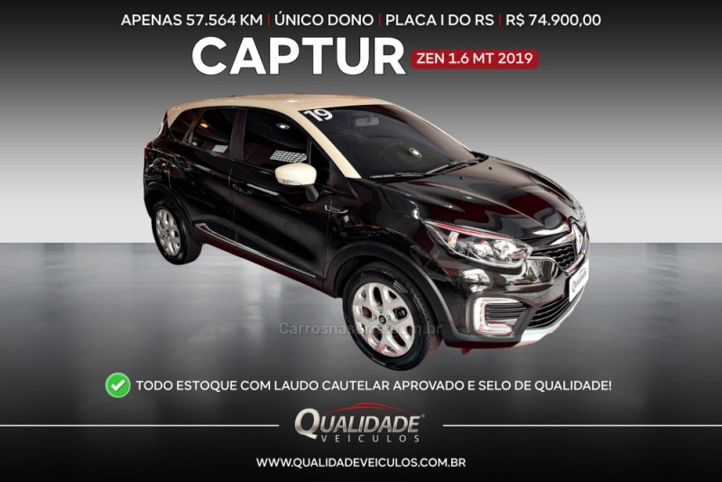 captur 1.6 16v sce flex zen manual 2019 santa cruz do sul