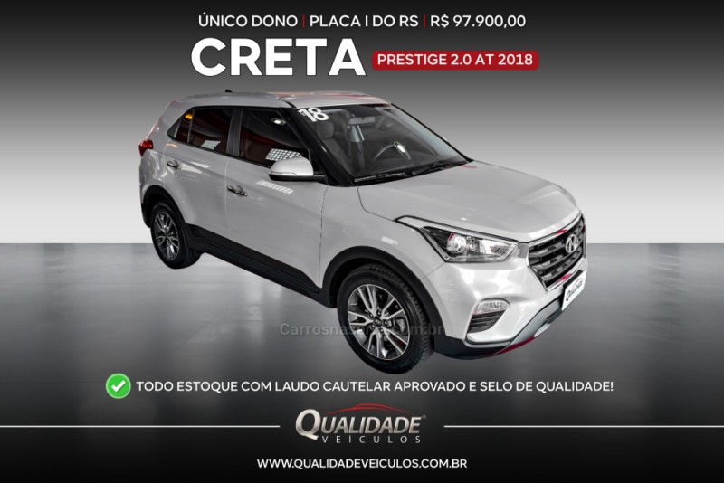 creta 2.0 16v flex prestige automatico 2018 santa cruz do sul