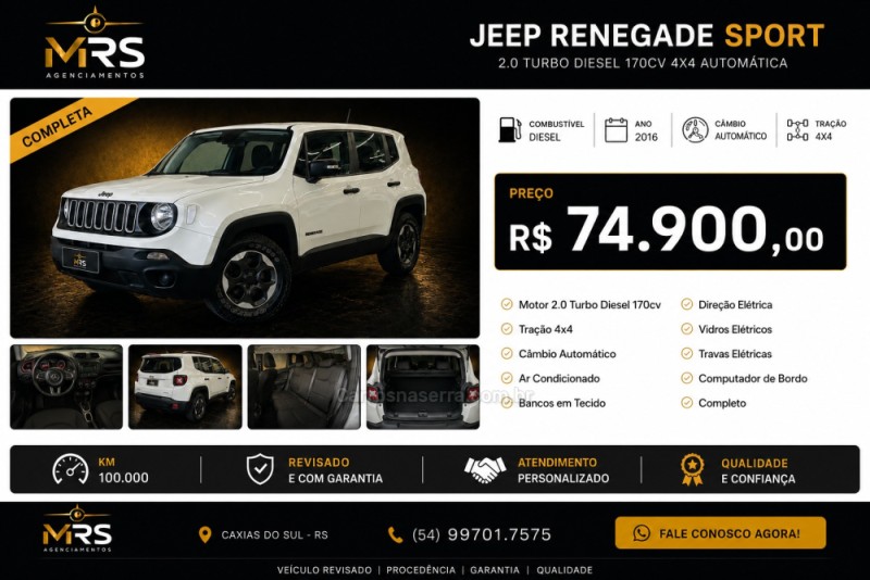 RENEGADE 2.0 16V TURBO DIESEL SPORT 4P 4X4 AUTOMÁTICO