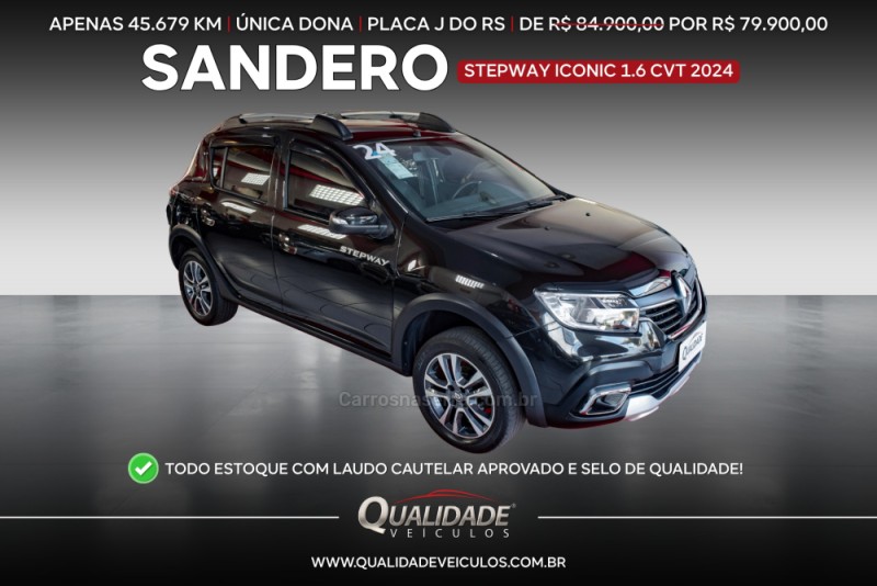 sandero 1.6 stepway iconic x tronic 16v flex 4p automatico 2024 santa cruz do sul