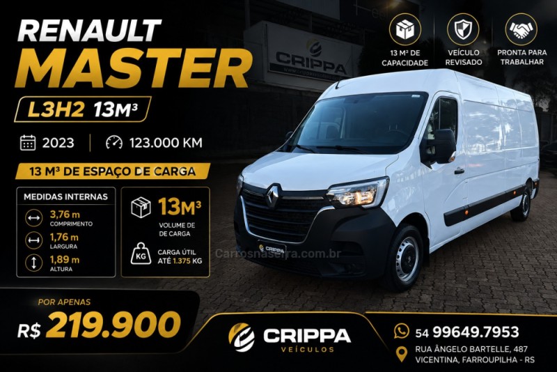 master 2.3 extra furgao l3h2 16v turbo intercooler diesel 4p manual 2023 farroupilha