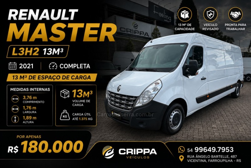 master 2.3 extra furgao l3h2 16v turbo intercooler diesel 4p manual 2021 farroupilha