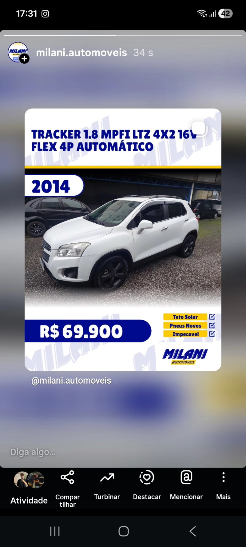 tracker 1.8 mpfi ltz 4x2 16v flex 4p automatico 2014 bento goncalves