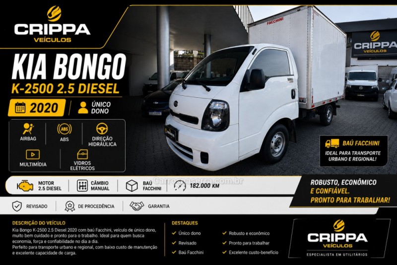 bongo 2.5 k 2500 4x2 cs turbo diesel 2p manual 2020 farroupilha