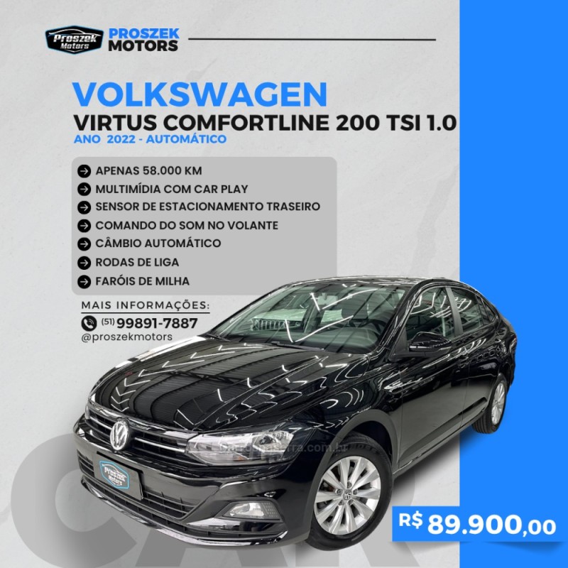 virtus 1.0 200 tsi comfortline automatico 2022 canoas