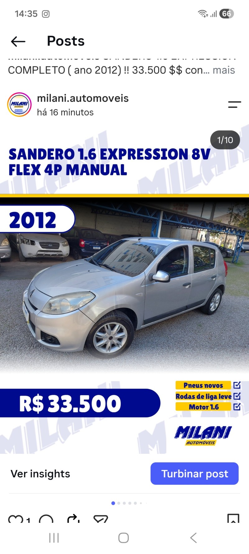 sandero 1.6 expression 8v flex 4p manual 2012 bento goncalves