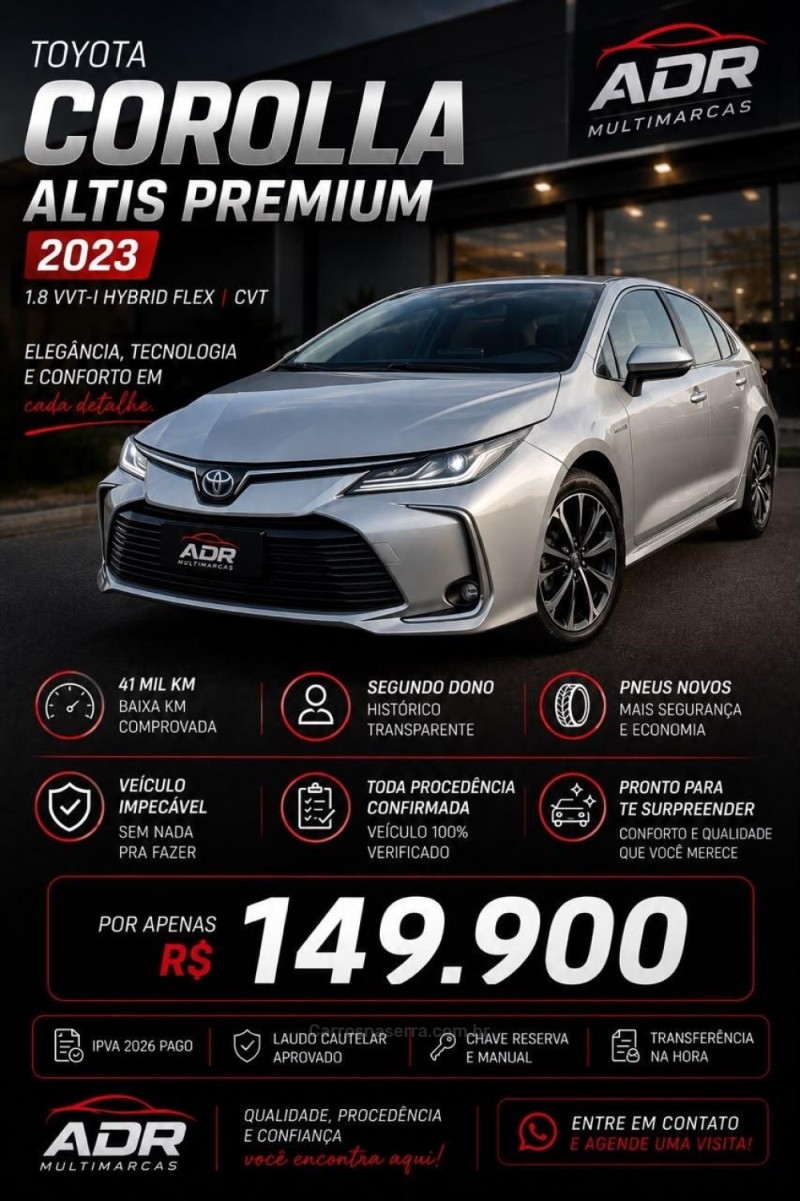 corolla 2.0 altis premium 16v flex 4p automatico 2023 caxias do sul
