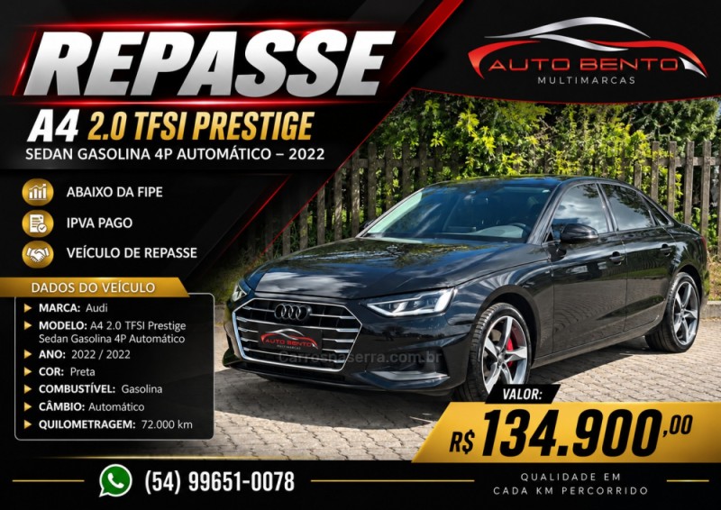 A4 2.0 TFSI PRESTIGE SEDAN 16V GASOLINA 4P AUTOMÁTICA