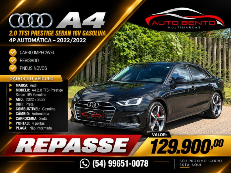 a4 2.0 tfsi prestige sedan 16v gasolina 4p automatica 2022 bento goncalves