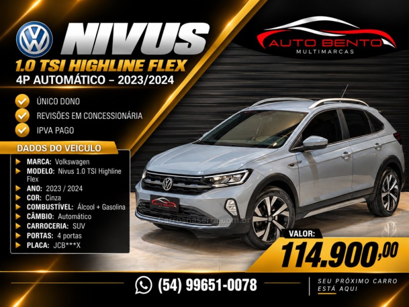 nivus 1.0 tsi highline flex 4p automatico 2024 bento goncalves