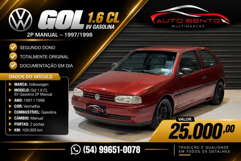 gol 1.6 cl 8v gasolina 2p manual 1998 bento goncalves