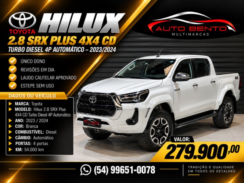 hilux 2.8 srx plus 4x4 cd turbo diesel 4p automatico 2024 bento goncalves