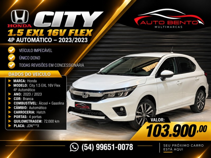 city 1.5 exl 16v flex 4p automatico 2023 bento goncalves