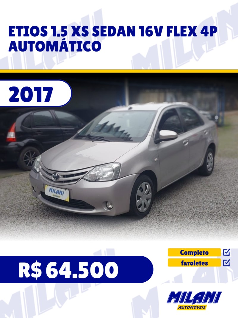 etios 1.5 xs sedan 16v flex 4p automatico 2017 bento goncalves