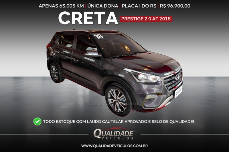 creta 2.0 16v flex prestige automatico 2018 santa cruz do sul