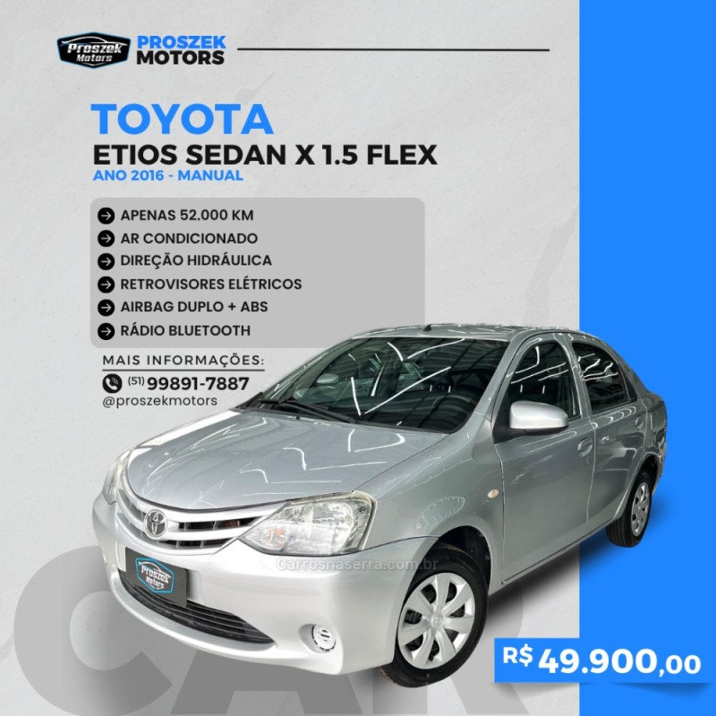 etios 1.5 x sedan 16v flex 4p manual 2016 canoas