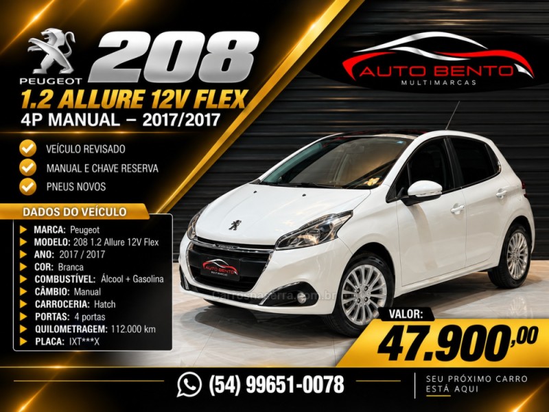 208 1.2 allure 12v flex 4p manual 2017 bento goncalves