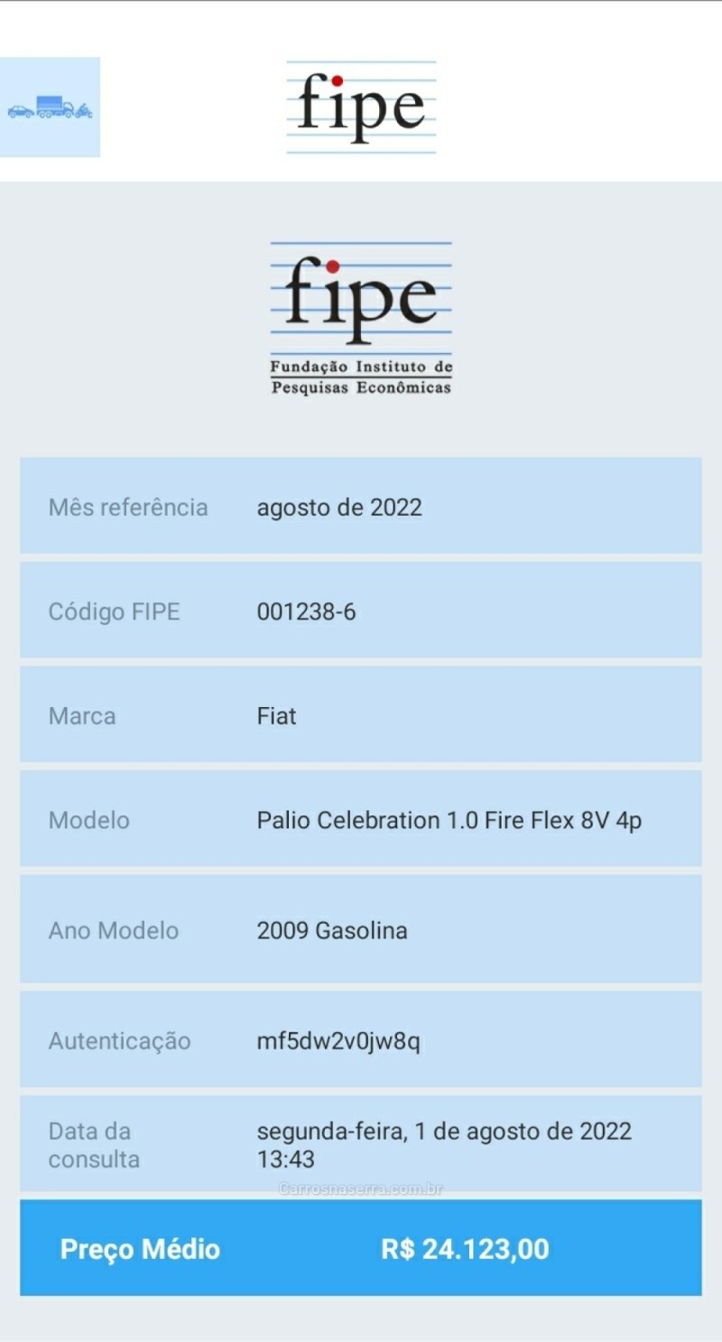 PALIO 1.0 MPI FIRE CELEBRATION 8V FLEX 4P MANUAL - 2009 - CAXIAS DO SUL