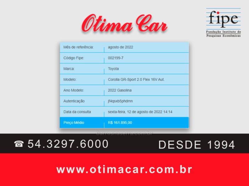 COROLLA 2.0 GR SPORT 16V FLEX 4P AUTOMÁTICO - 2022 - FLORES DA CUNHA