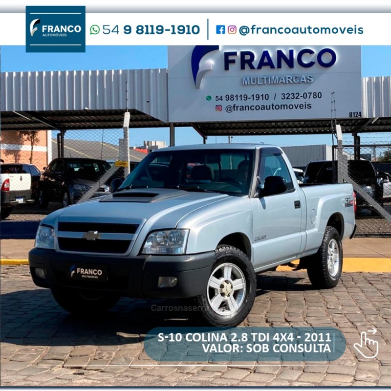 s10 2.8 colina 4x4 cs 12v turbo electronic intercooler diesel 2p manual 2011 vacaria